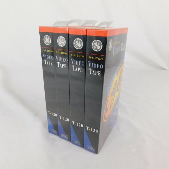 Lot of 4 GE T-120 VHS Blank Premium Grade Hi-Fi Stereo Video Tape Factory Sealed - Picture 2 of 4